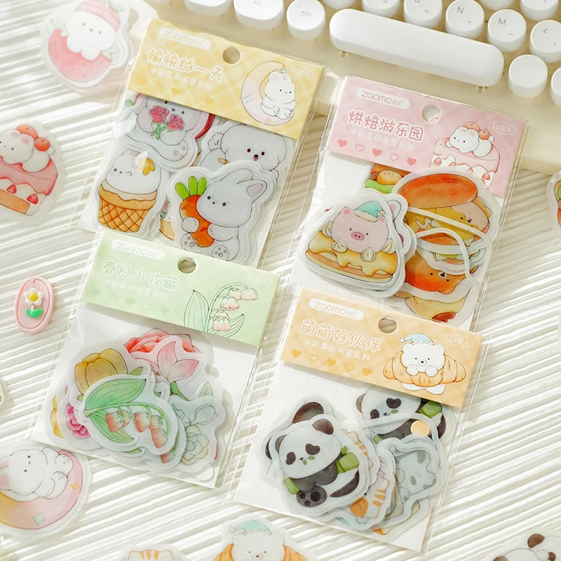 

12pcs/pack Cute Cartoon Animal Floral Bookmark PVC Student Reading Clip Mark Card DIY Decoration Kawaii Stationery School Office