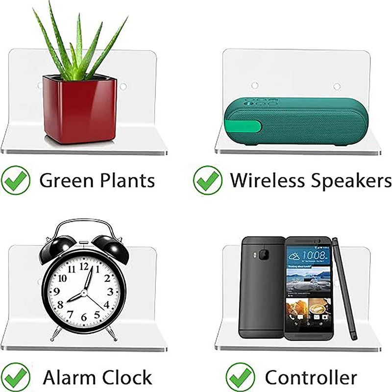 1Pc Acrylic Floating Shelves Wall Shelves Small Clear Shelf Display Ledges Hanging Shelves For Smart Speaker Action 2