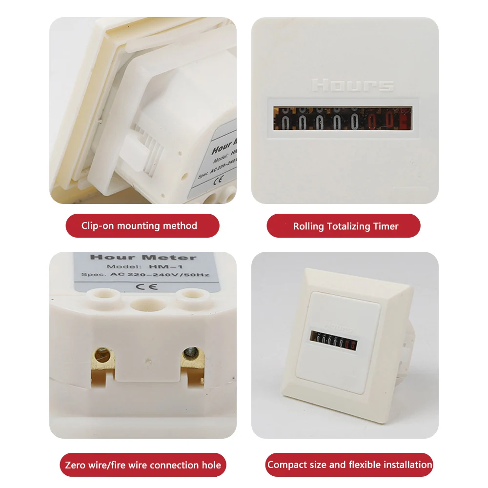 AC220-240V Timer function Electronic Hermetic Counter Digital 0-99999.9 Hour Meter Gauge 0.3W 50Hz Industrial Standard 2