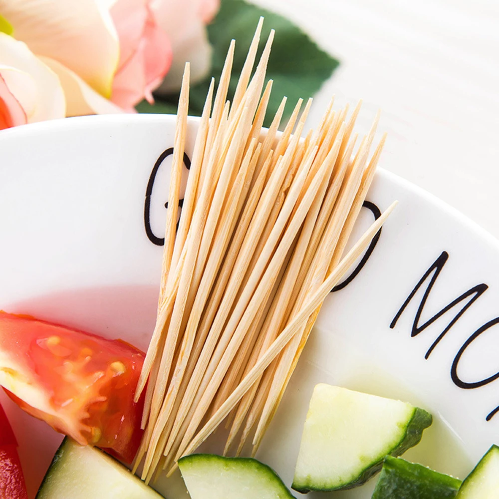 Description Picture 4 of itemBamboo Toothpick Disposable Portable Natural Fruit Salad Toothpicks Green Environmentally Friendly ToothStick Kitchen Accessory
