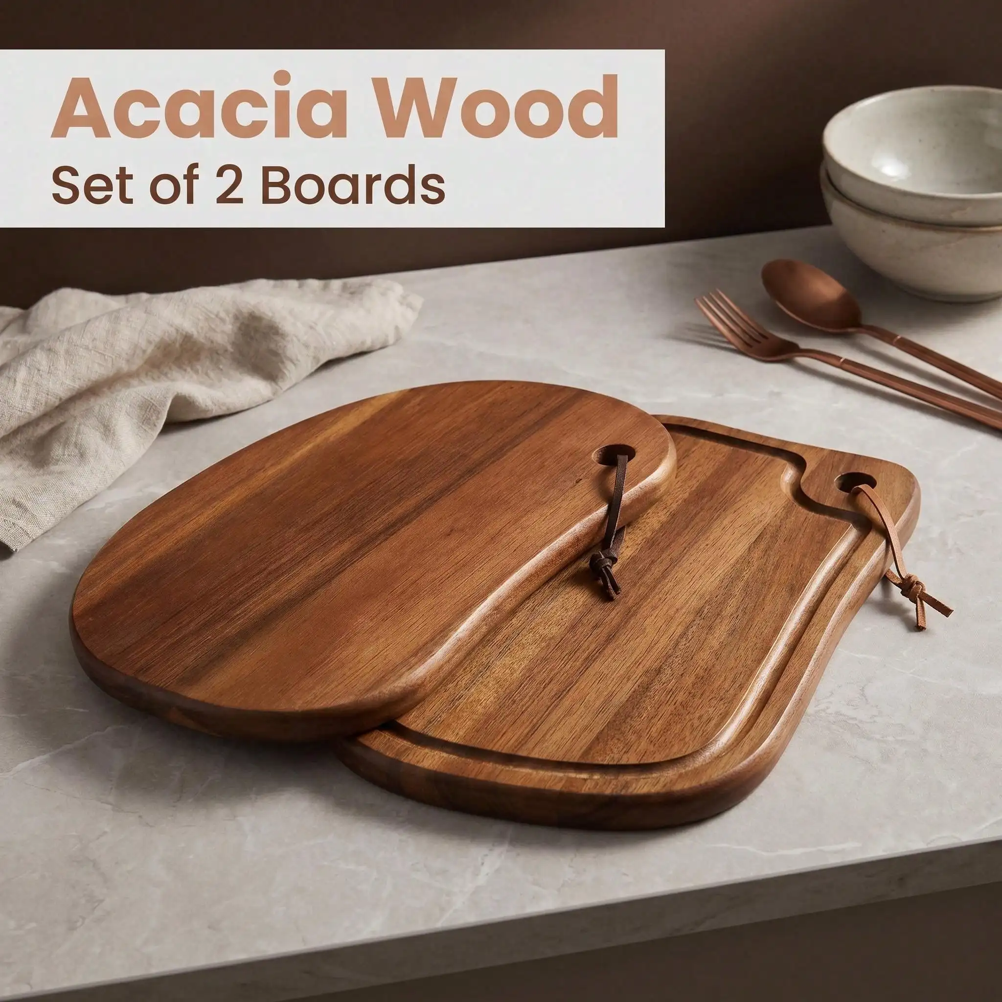 Acacia Wood High-Quality Cutting Board, Hardwood Durable Slicing Board. Suitable For - Meat, Seafood, Cheese, Bread, Sushi. Natu
