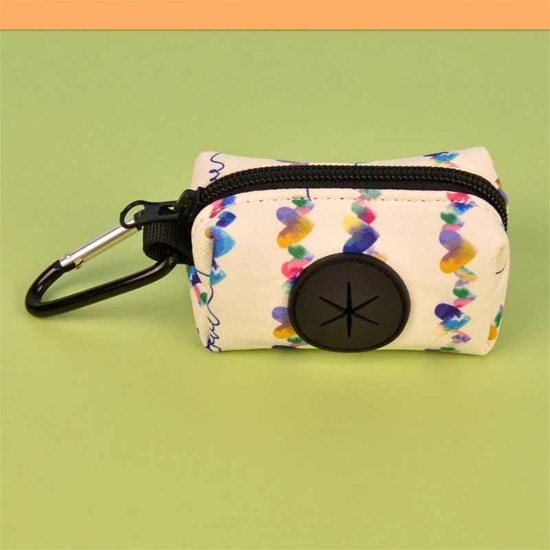 Rainbow Print Dog Poop Bag Dispenser Pet Waste Bag Holder Fabric Poop Holder for Dog Walking Outdoor Pet Travel Gear D2RD