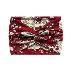 Stylish Extra - Large Twisted Headbands for Women - Fashionable Boho Workout & Yoga Hair Accessories (Red Rose Flower)