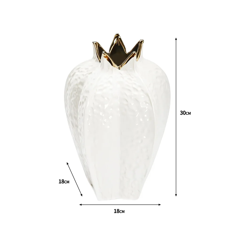 Extremely simple style creative hammer pattern decoration, high-end platinum color matching, light luxury ceramic vase, living r 6