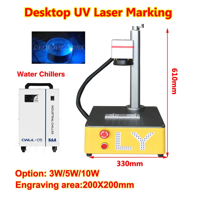 Desktop Uv 3W/5W/10W Tagliatrice Per Marcatura In Fibra Con Refrigeratori D'Acqua Incisore Laser Co2 Porta Usb 40W 60W Per Incisione Su Metallo