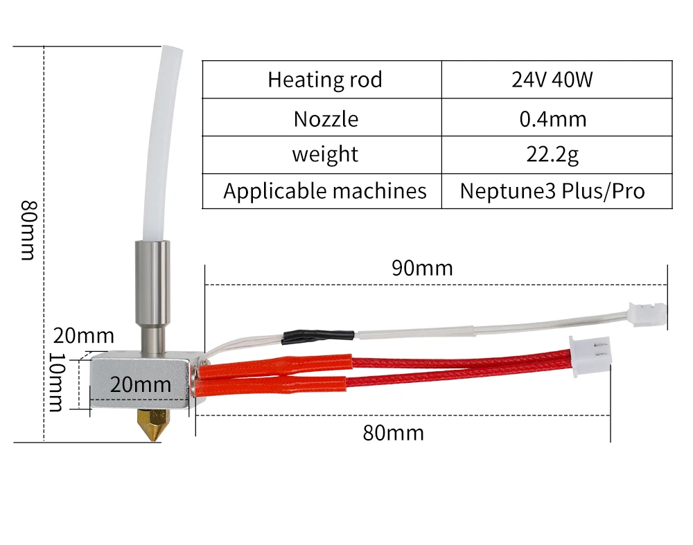 Dla Elegoo Neptune 3 Pro zestaw Hotend 24V 40W Zestaw blok grzewczy Termistor Termistor do Neptune 3Plus/Max Drukarka 3D