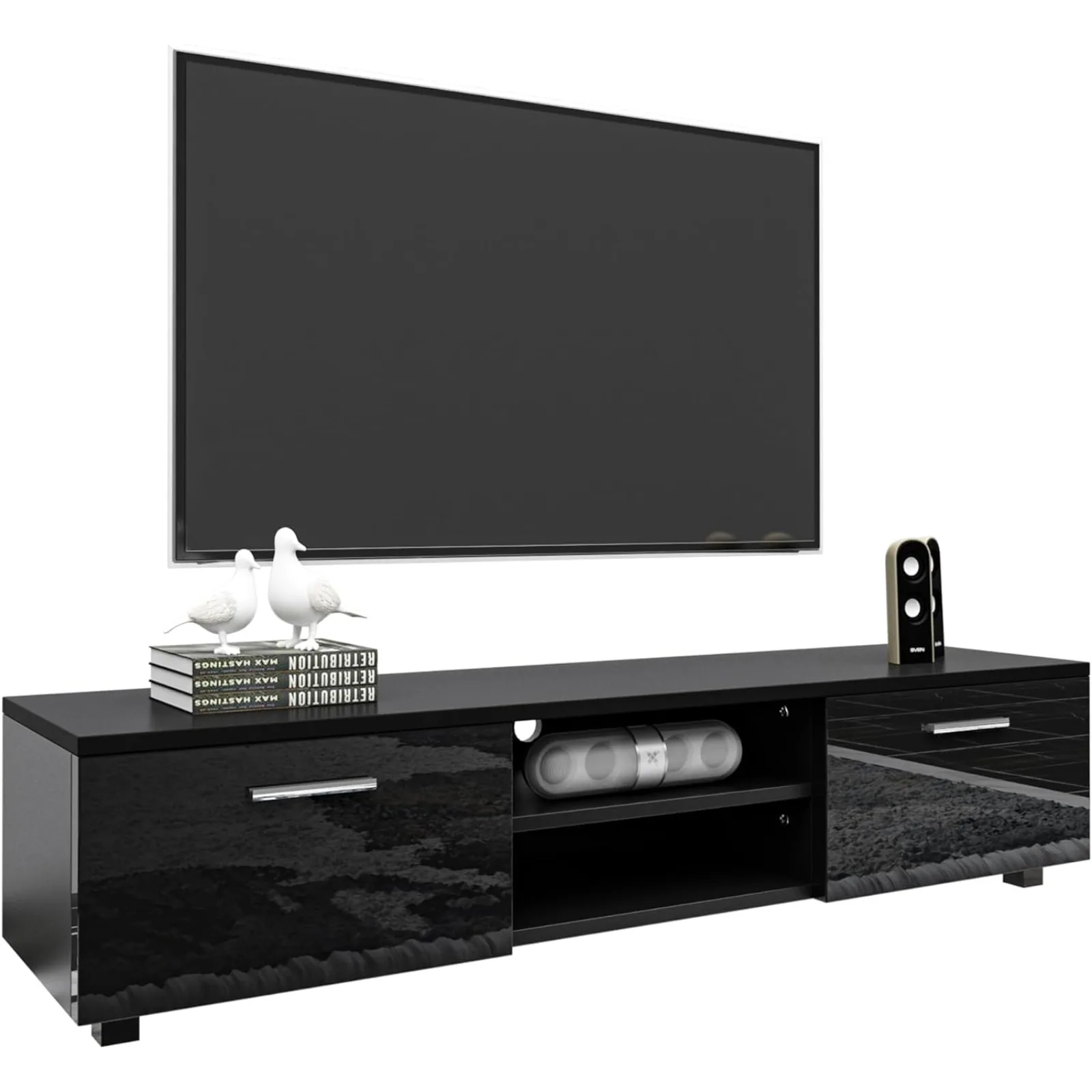 

US WERSMT Wood TV Stand, Modern 55 60 65 70 inch TV Stand, Entertainment Center with Storage