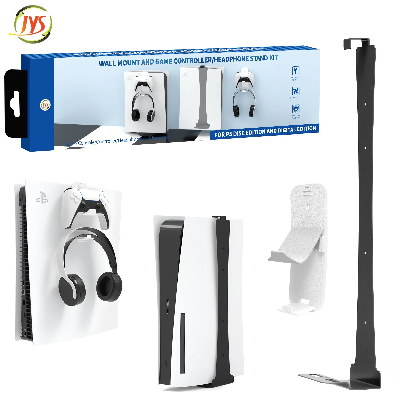 NEW JYS-P5149 For PS5slim Host Wall Bracket For PS5 Slim Host Clip Hanging Storage Stand With Headphone Handle Hook Bracket
