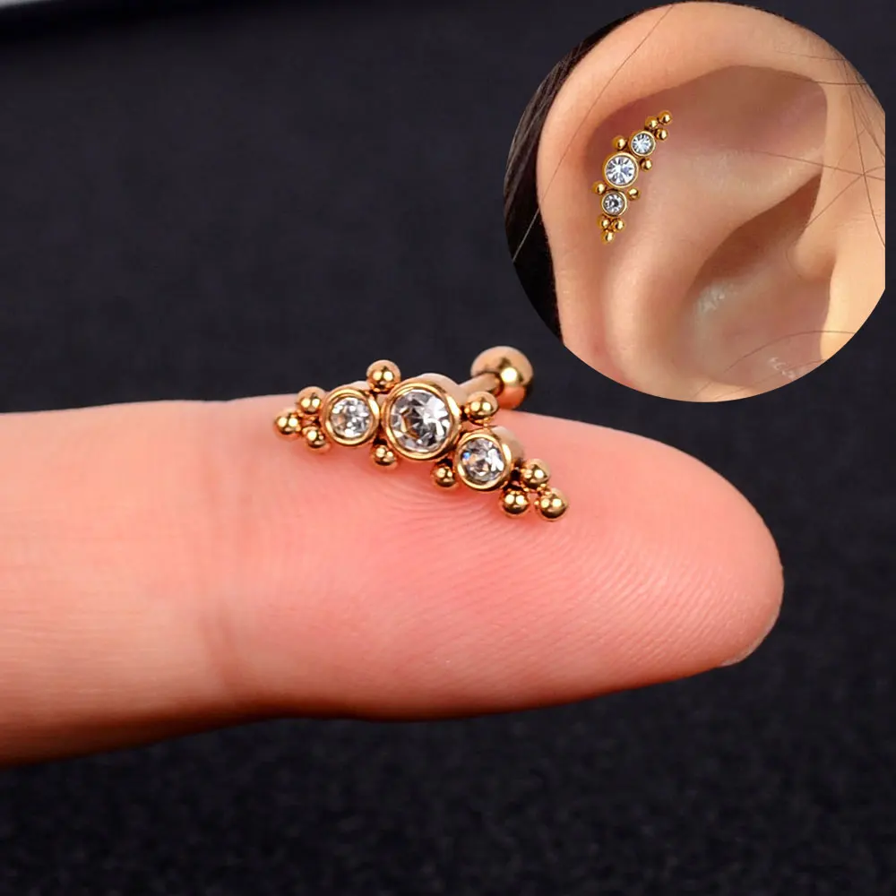 1 stück Edelstahl Ohr Piercing Bolzen Schlange Mond Runde Kugel Arc Knorpel Helix Conch Ball Schraube Zurück Ohrring Körper schmuck – Detail 32