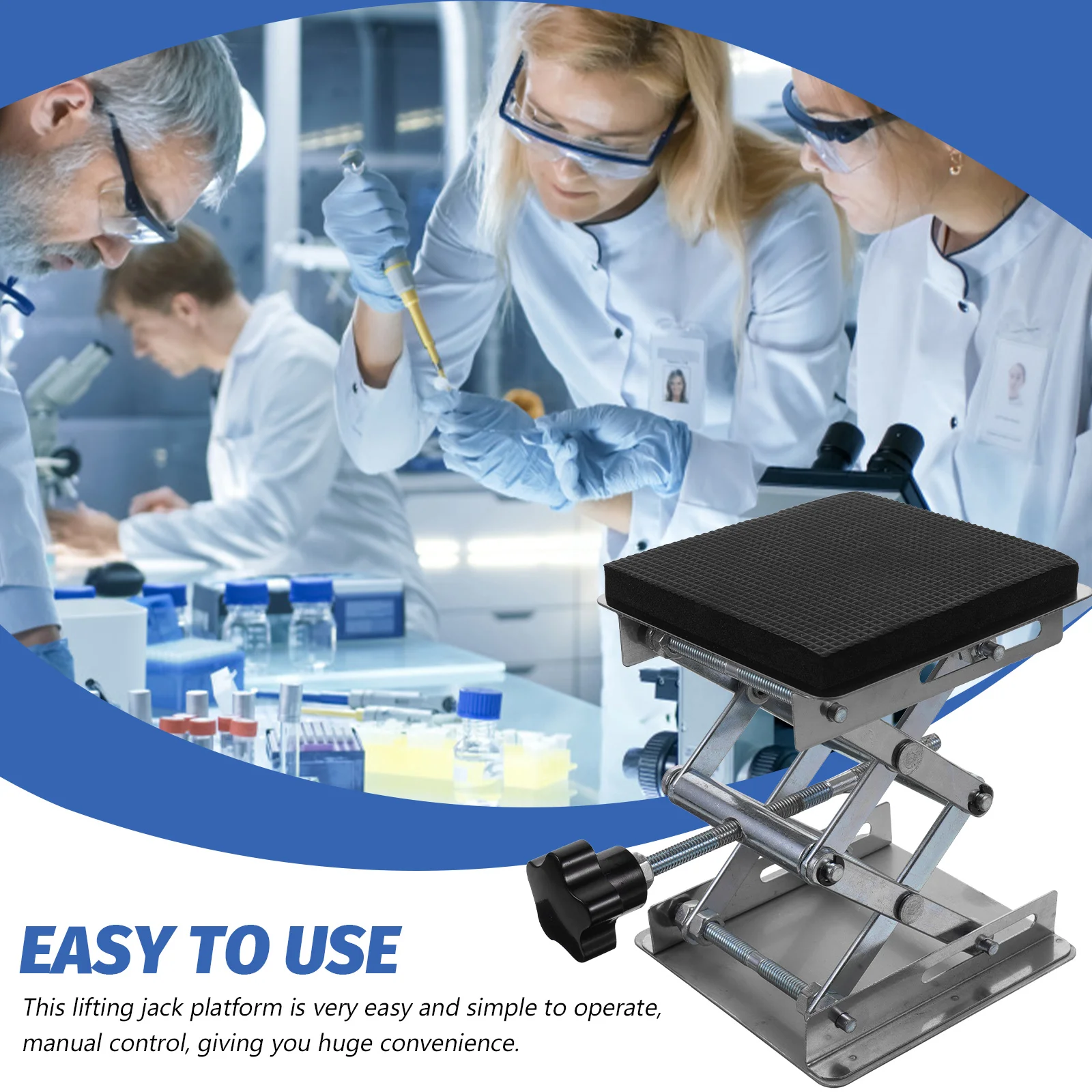 Stainless Steel Support Platform Laboratory Lifting Crane Jack Stand Lift Table Scissor Jack Manual Control Adjustable Height