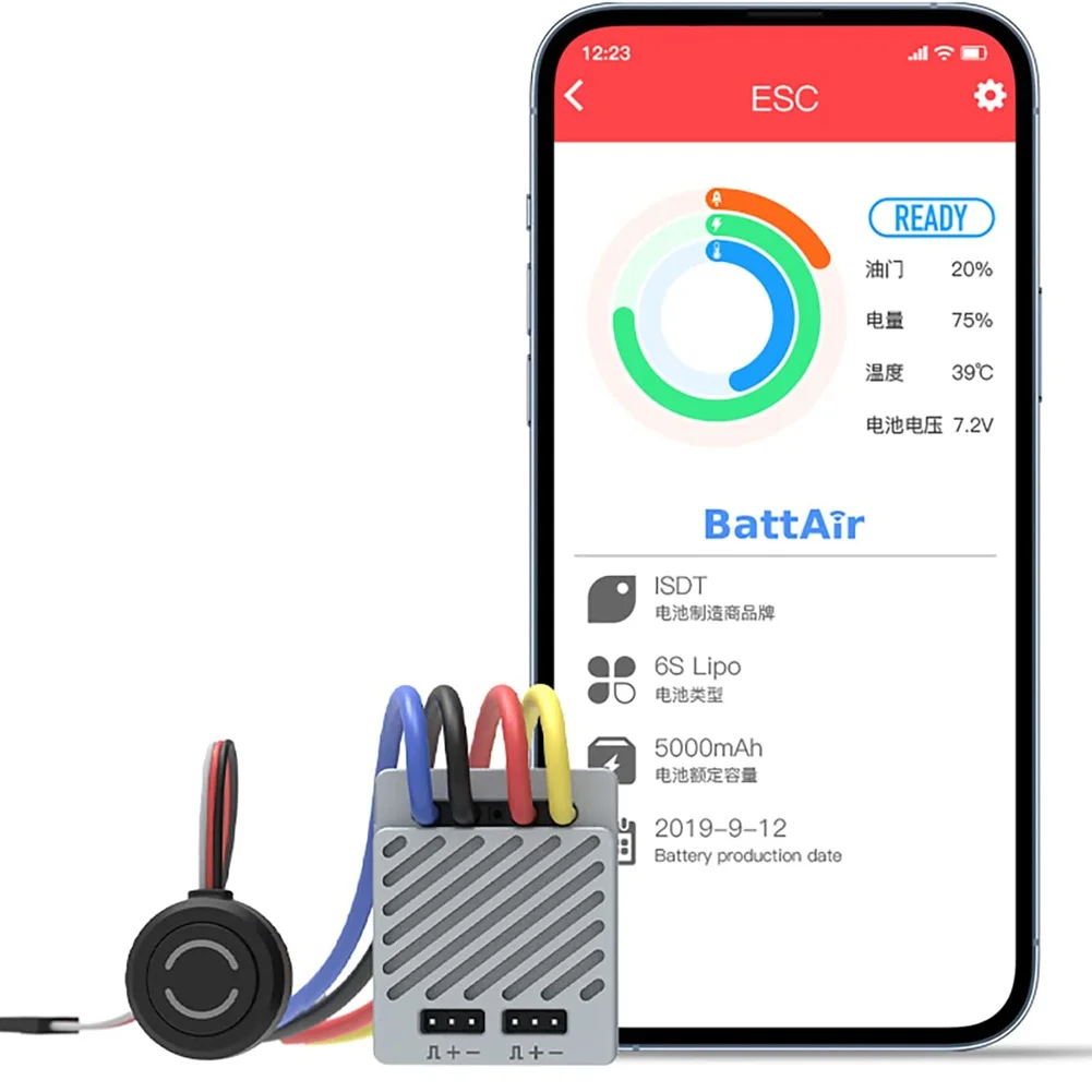ISDT ESC70 ESC90 WP 1080 70A 90A Waterproof ESC  2~3S Adjustable BEC Phone Control 540/550 Brushed Motor For 1/8 1/10 Car thumbnail 3