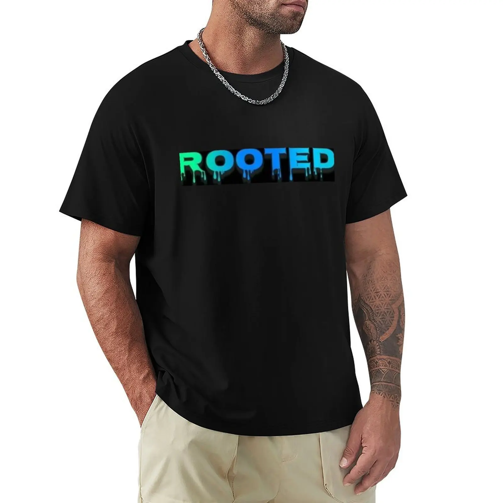 ROOTED T-Shirt sweat vintage blacks oversized t shirt men