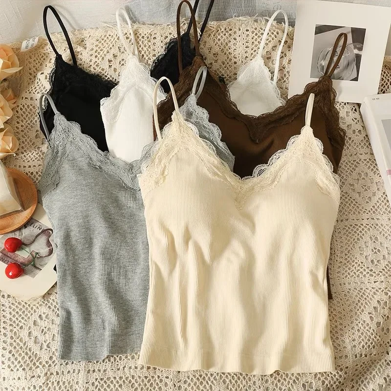 รูปสินค้า 2025 CoquetteY2kเสื้อผ้าเกาหลีLace Tank Topผู้หญิงCroppedน่ารักCamisเซ็กซี่เสื้อสีขาวหญิงแขนกุดเสื้อกั๊กสีดําฤดูร้อน