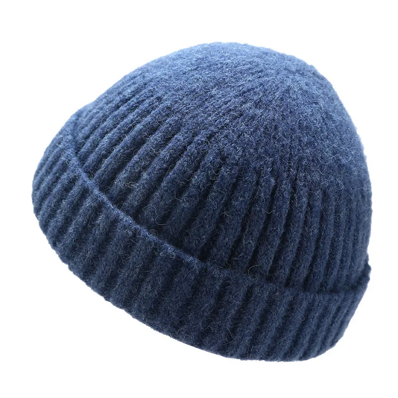 Ladies Beanies Plain Acrylic Knitted Winter Hats for Women Men Short Cuff Cap Navy Khaki Yellow Green Black 3