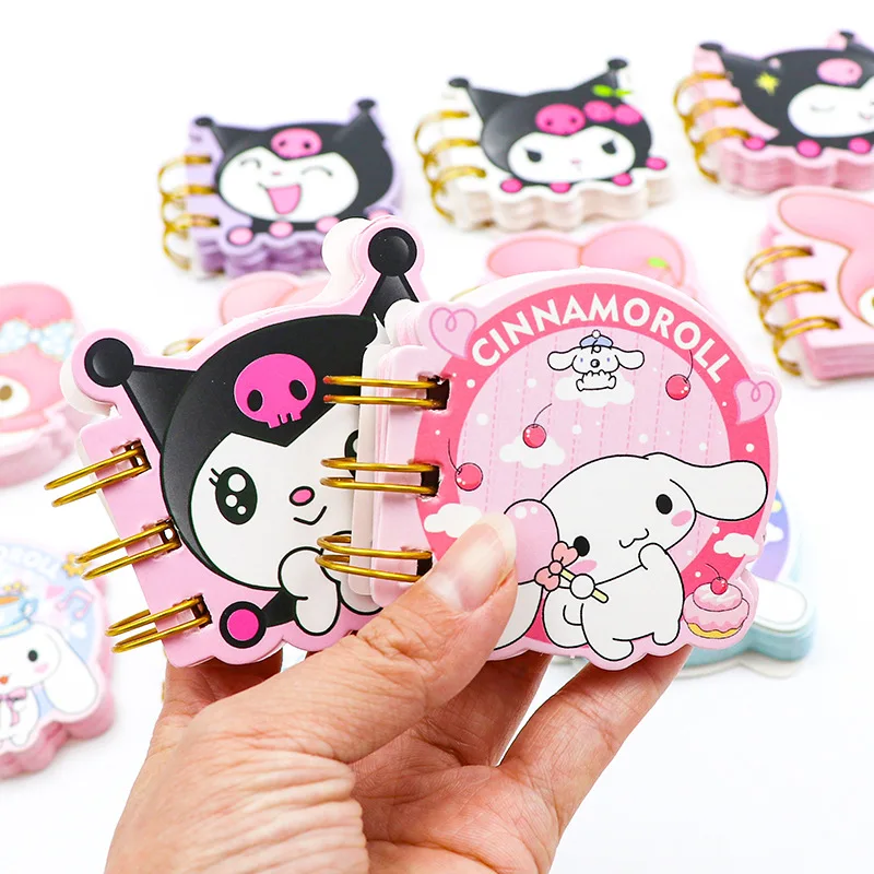 sanrio-kuromi-mini-bean-notebook-student-portable-vocabulary-notebook-color-page-memo-shape-coil-notebook