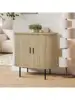 Fluted Buffet Sideboard Cabinet with Sliding Tambour DoorsAccent Oval Curved Storage Cabinet 31.5" Small Mid Century Mod 1