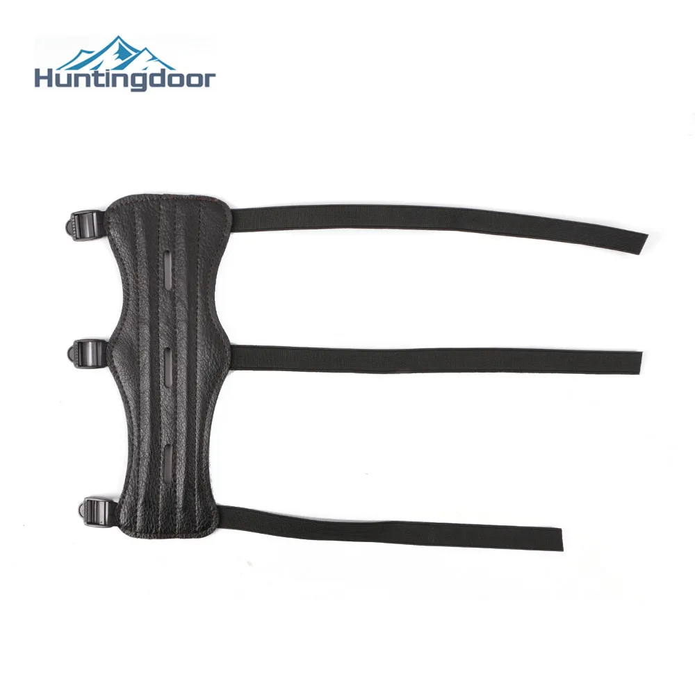 Archery PU Leather Arm Guard Protection Forearm Safe for Bow Outdoor Hunting Shooting Training Accessories 3 Holes 3 straps archery arm guard