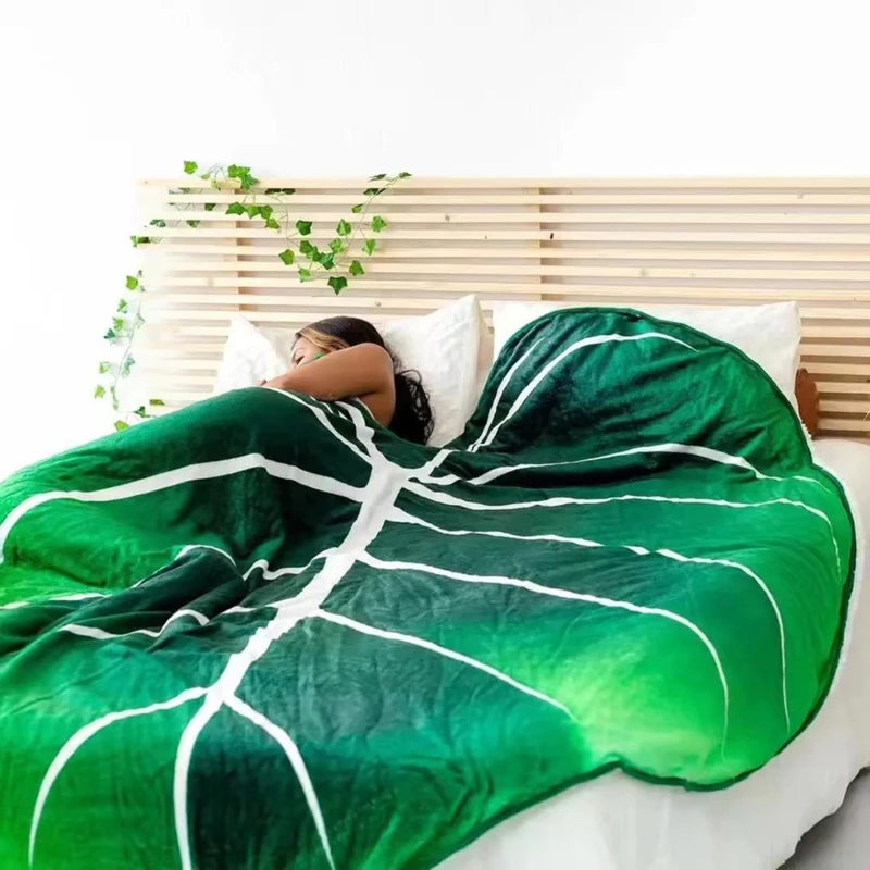 

Large Leaf Blanket Soft Leaves Flannel Leaf Blankets For Beds Sofa Cozy Beach Blanket Funny Birthday Gift Manta New