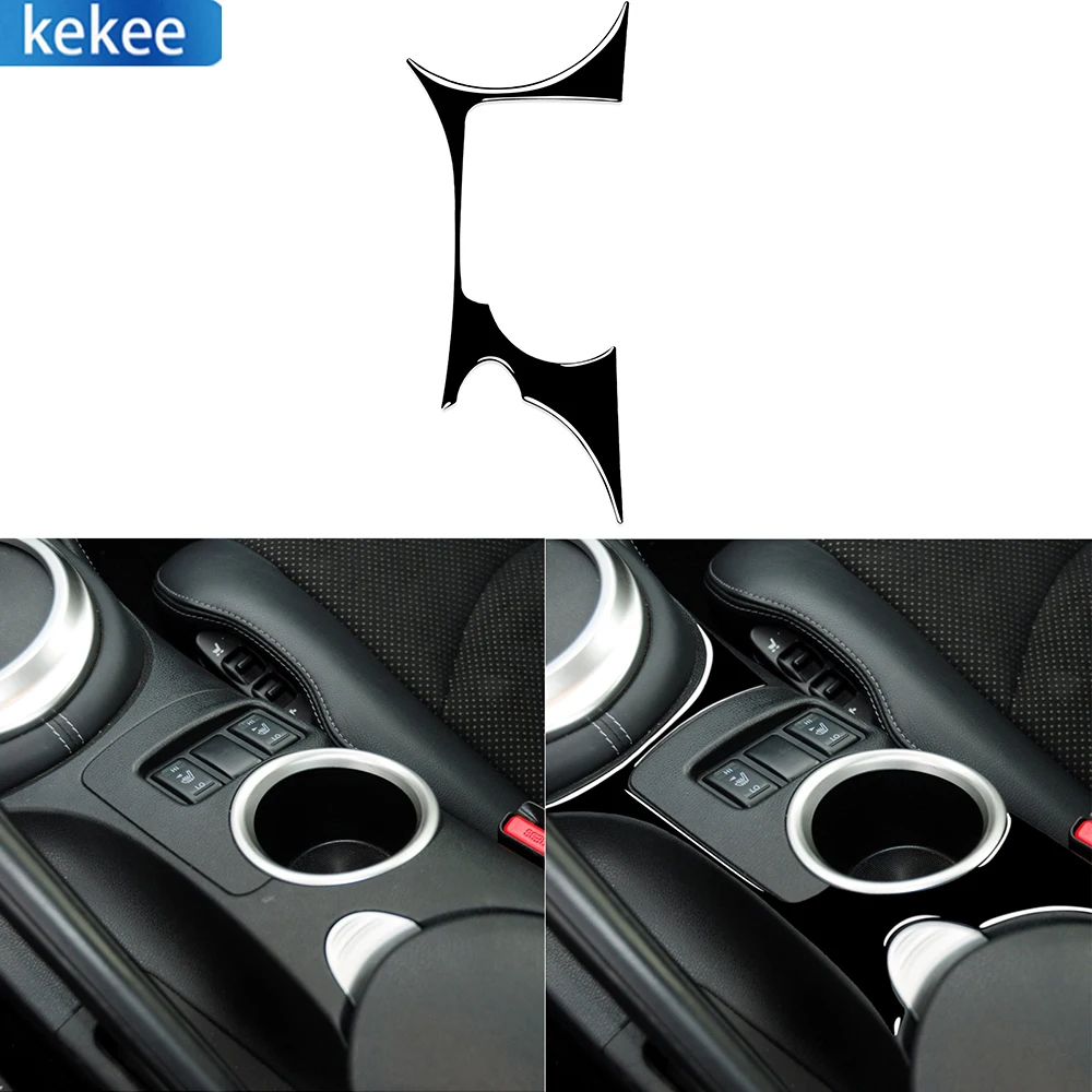 Per Nissan 370Z Z34 2009-Up Piano Nero Console Centrale Cupholder Pannello Adesivo Modifica Bracciolo Copertura Del Telaio Accessori Auto