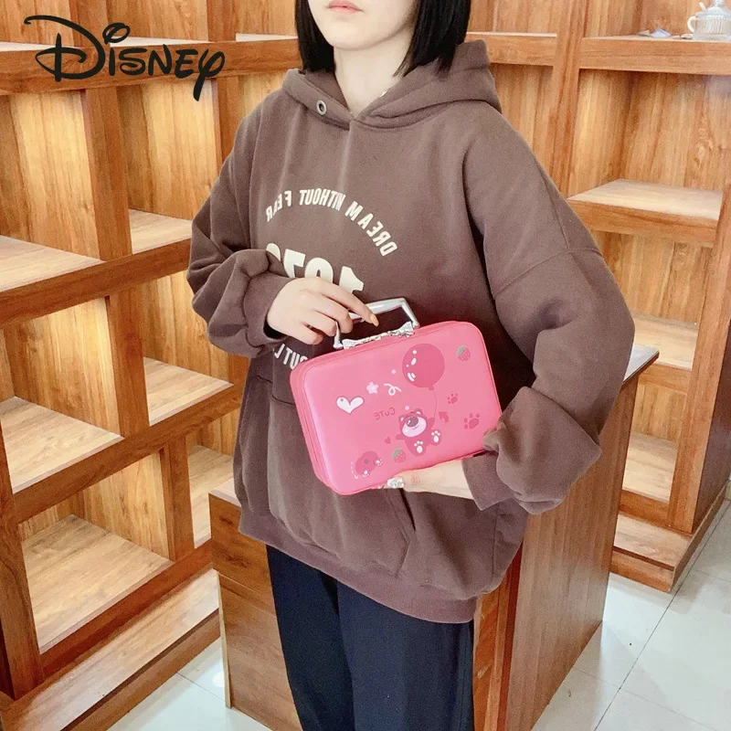 Disney 2024 New Makeup Bag Fashion High Quality Waterproof Makeup Box Cartoon Large Capacity Portable Storage Box with Mirror