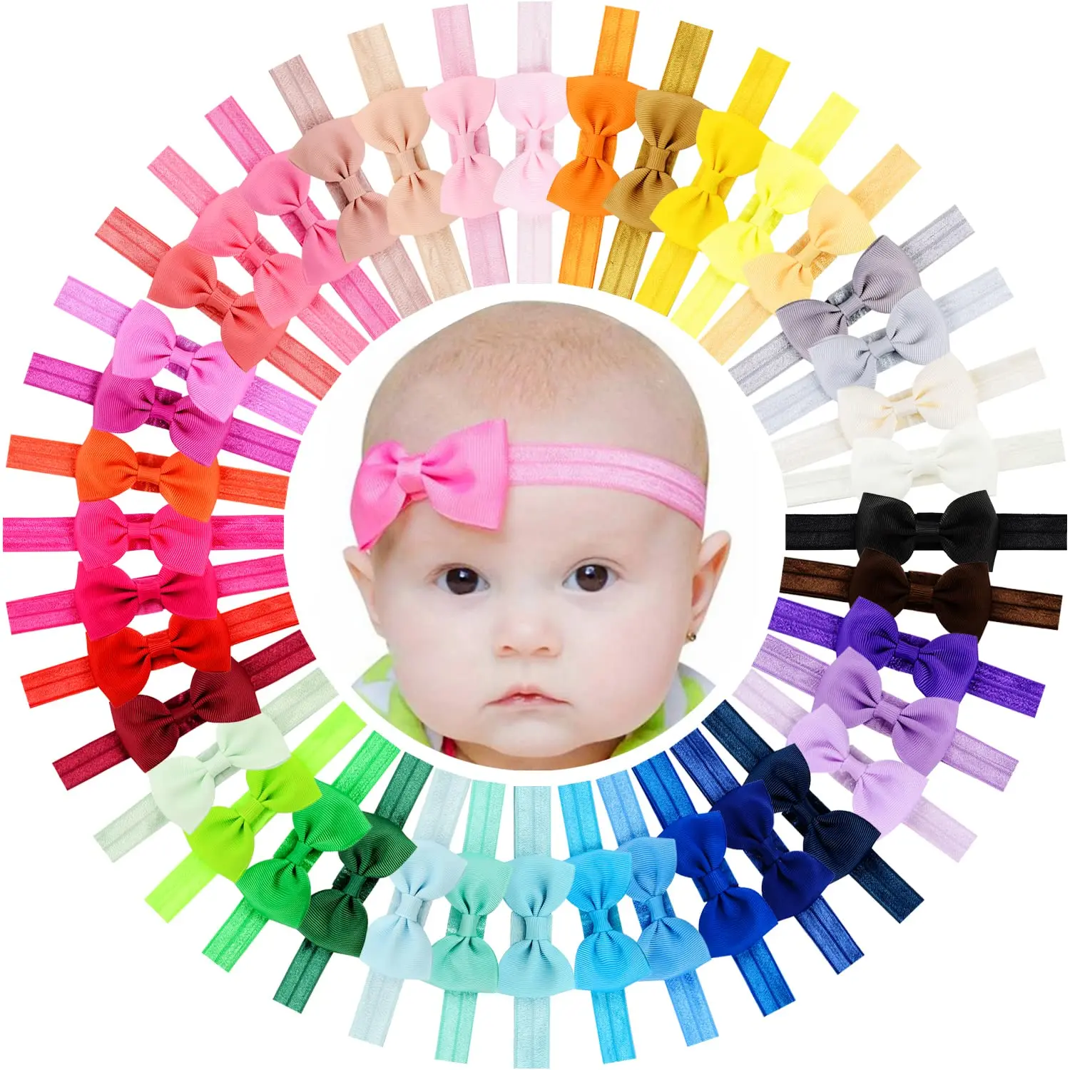 

10Pcs Baby Headbands 2.75Inch Bows Hairbands Hair Bow Elastics Accessories for Baby Girls Newborn Infants Toddlers