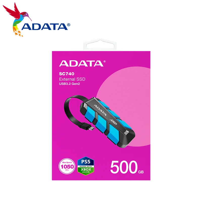 ADATA SC740 외장 SSD 500GB 1000GB USB3.2 Gen2 타입-C 읽기 속도 최대 1050MB/s 휴대용 하드 드라이브 오리지널 PSSD PS5용