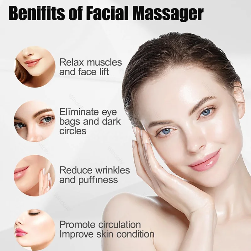 New 4D Microcurrent Face Massager Roller V Face Facial Lifting Device EMS Vibration Pulse Massage Y Shape Beauty Skin Care Tool