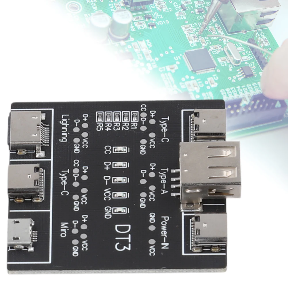 DT3 Data Cable Test PCB Board Type-C USB C Micro USB Cable Tester USB Type-C Date Cable On-Off Detection Board for iOS Android