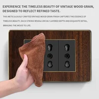 Plaque murale rétro type 118 à effet bois, panneau en plastique noir peint par pulvérisation pour interrupteur et prise standard italiens, cache décoratif pour la maison 2