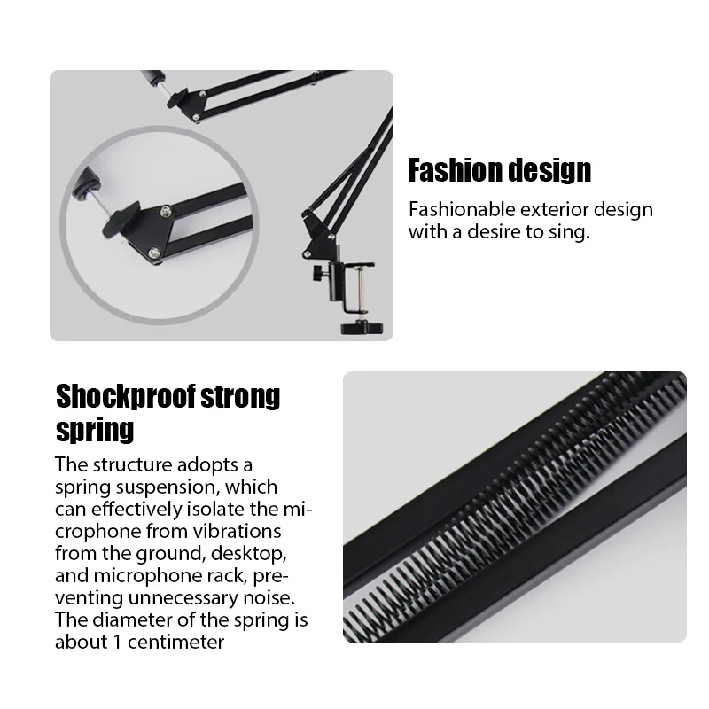Adjustable Microphone Scissor Arm Stand Desktop Mic Clip Holder Live Cantilever Bracket Microphone Bracket Extendable