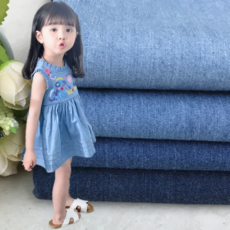 Lightweight Breathable Cotton Jeans Fabric Summer Anti-Mosquito Pants Washed Denim Sportswear Shorts Shirts Skirts Kids Clothes