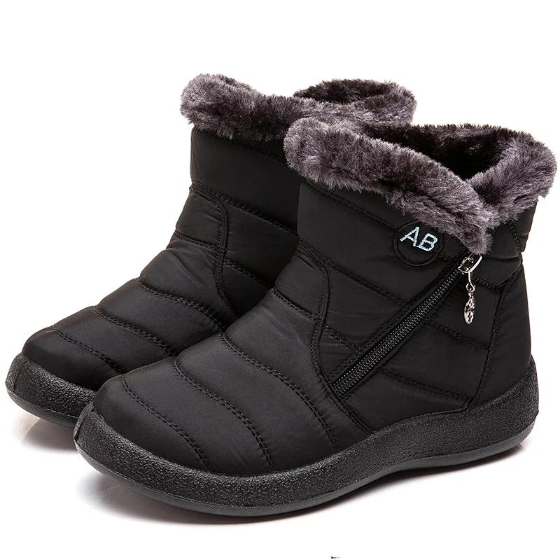 Women's Boots Keep Warm Ankle Boots Fur Winter Shoes Woman Waterproof Snow Boots Winter Botas Mujer Comfortable Black Footwear
