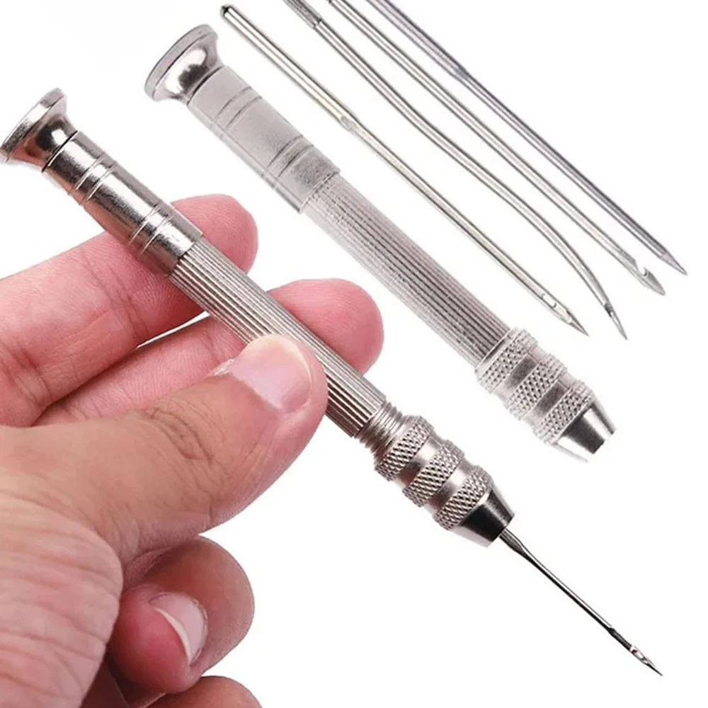 Leather Sewing Needles Kit Contains Silver Stainless Steel/Copper Alloy Sew Awl 4 Piece Needle Suitable for Leather Canvas Tent