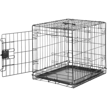 Foldable Metal Wire Dog Crate with Tray Single Door 24 x 18  20 Inches 1