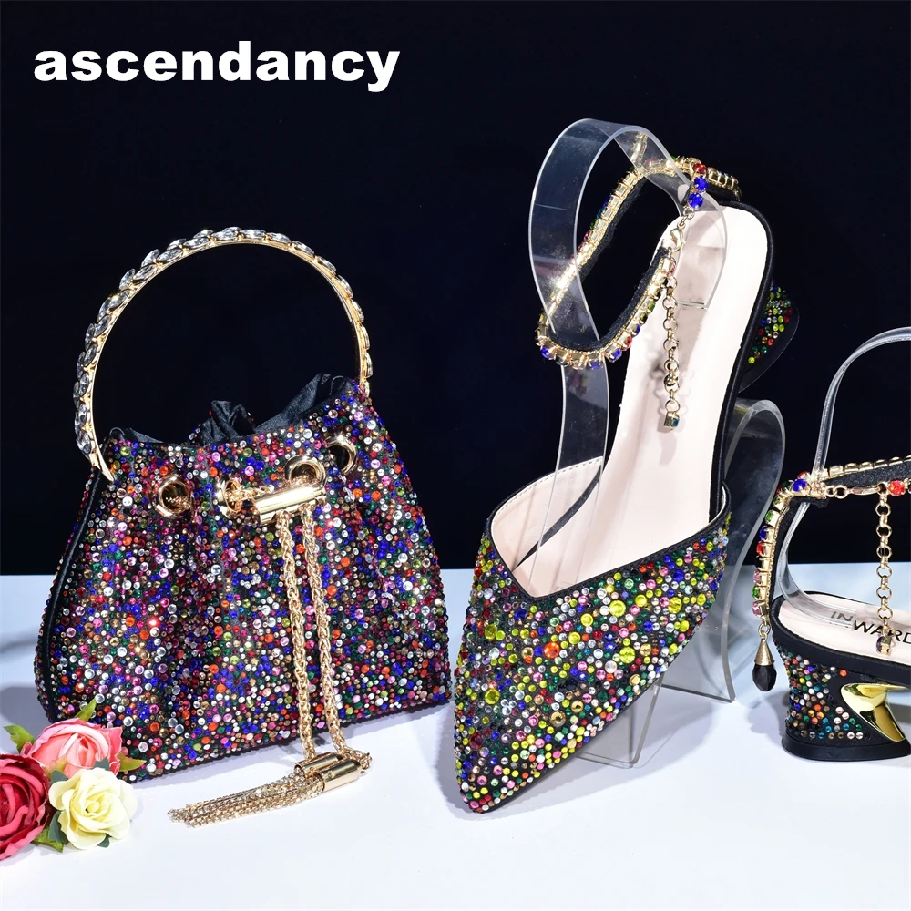 

Новое поступление, Женская итальянская сумочка и обувь, женская обувь, роскошная нигерийская сумка в комплекте с обувью, украшенной искусственными стразами