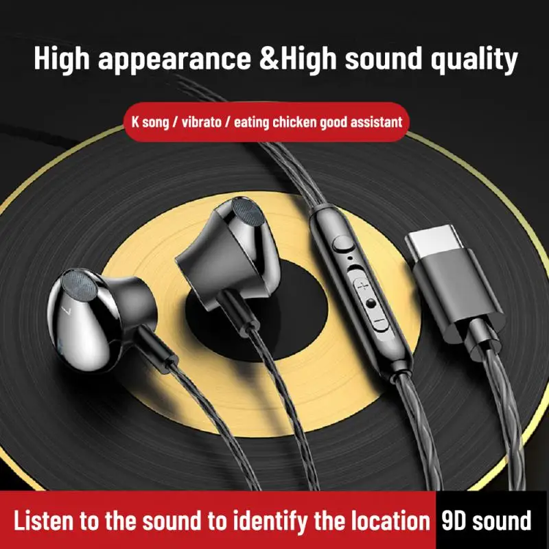 

In-ear Earphones With Mic 3.5 Wired Handsfree Earbuds New Bass Stereo HIFI Type C Gaming Headset For Xiaomi Mi Redmi Huawei