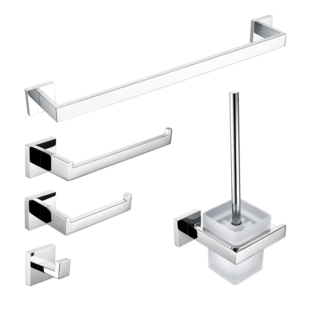 High Quality Stainless Steel Bathroom Accessories Hardware Roll Paper Holder Towel Rack Toilet Brush Holder Towel Shelf