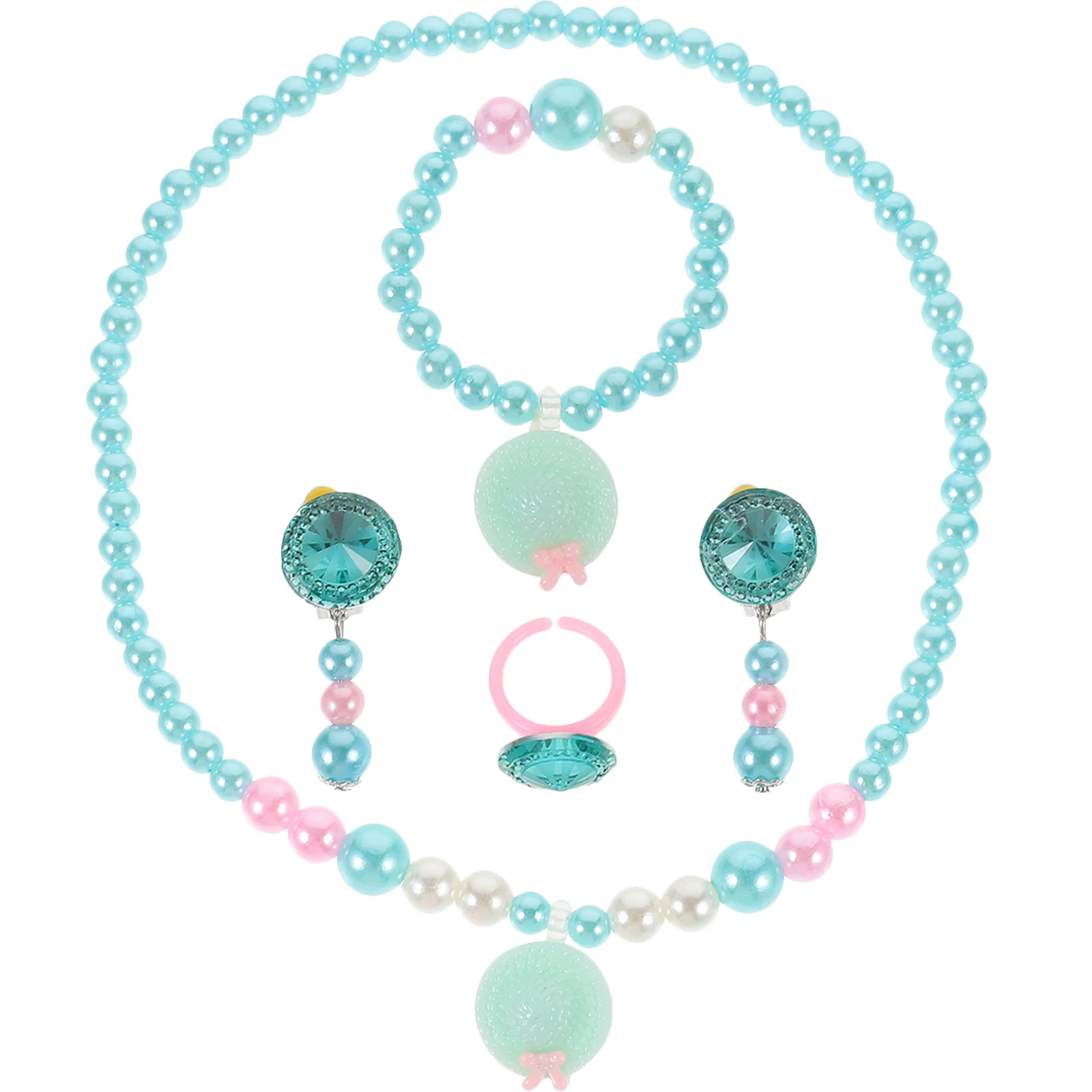 

Pulseras Para Niños Children Jewelry Kit Kids Ear Clip Childrens Decorative Resin Little Girl Necklace for