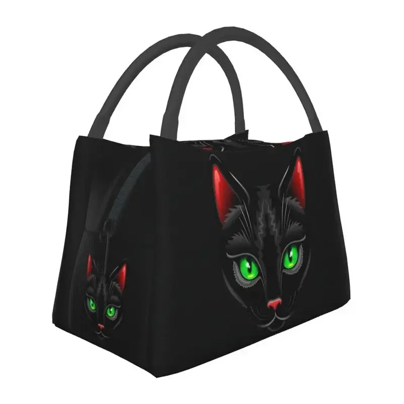 

Black Cat Portrait Thermal Insulated Lunch Bags Women Portable Lunch Container for Work Travel Storage Meal Food Box