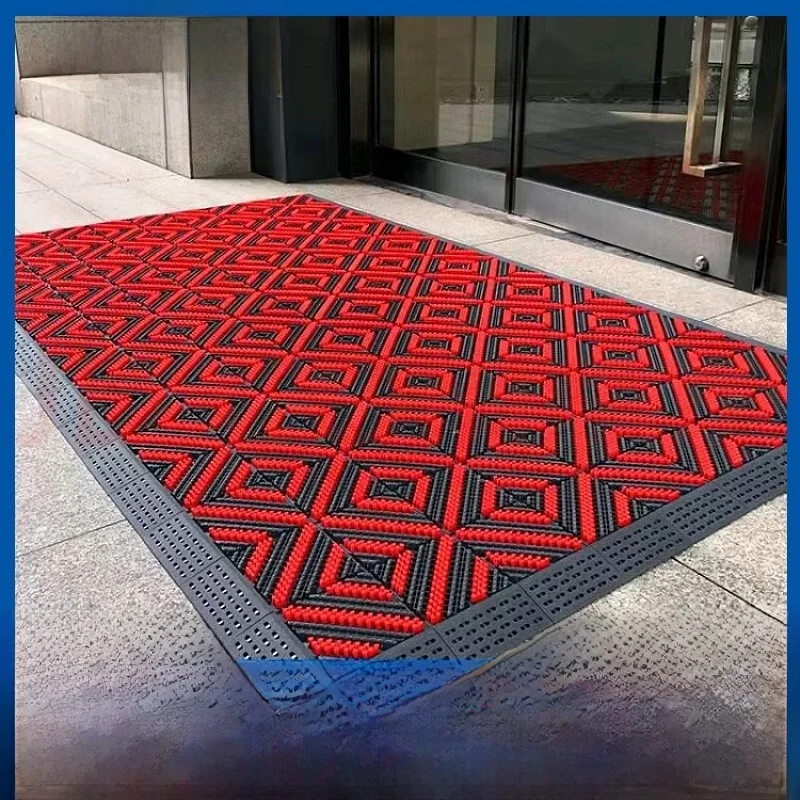 Tee-in-One Plastic Entrance Mat Anti-Slip Outdoor Hotel Commercial Dust Removal Door Mat Simple Sle Vacuum Cleanable Cust...
