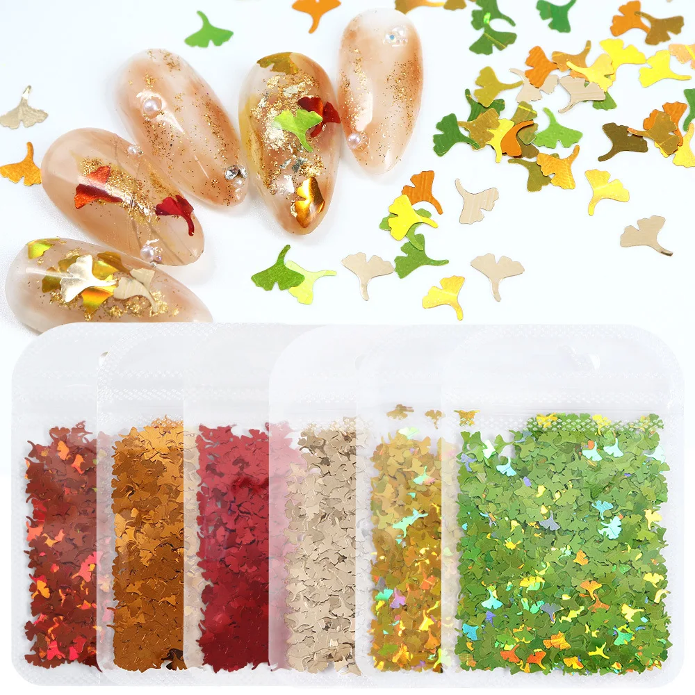 

2g Gingko leaf nail glitter Nail Sequins Nail Art Jewelry Hollow star Nail Decoration Accessories For Nail Tip Beauty