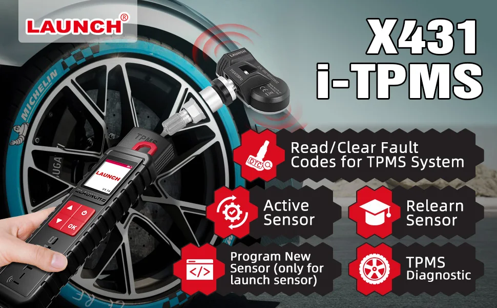 LAUNCH LTR-03 TPMS-Sensor 315 MHz/433 MHz Dual-Frequenz-Schraubmetallventil Reifendrucküberwachung Programmierbar Ersetzen Sie den OE-Sensor – Detail 1