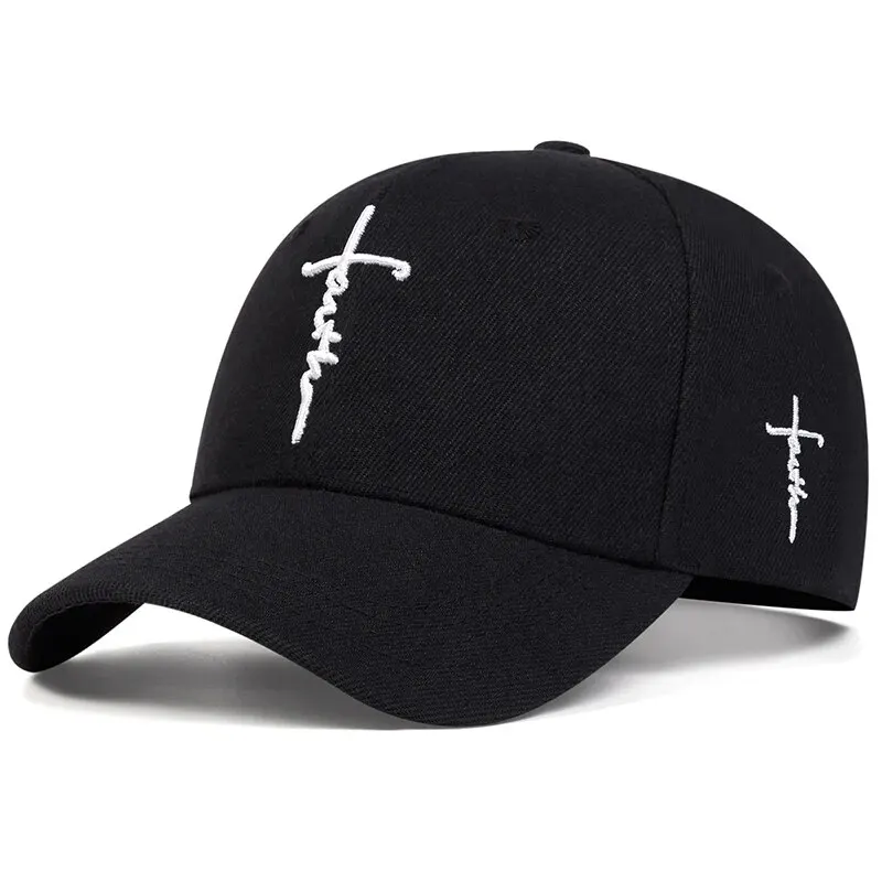 세련된 Faith 자수 장식이 있는 다목적 여름 야구 모자