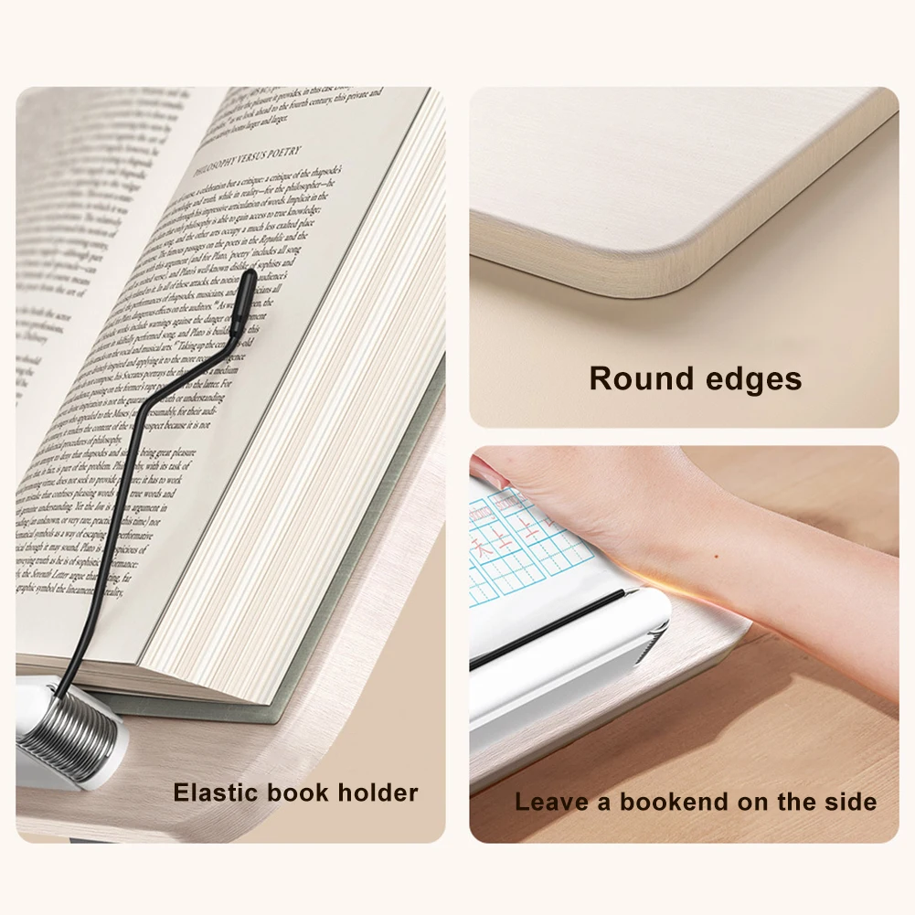 Floor Book Stand with Page Paper Clip Height Adjustable Reading Wooden Standing Holder for Recipe Laptop Sheet Music Tablet