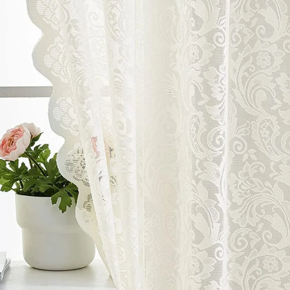 Bedroom White Tulle Curtain New Lace Light Transparent Princess Curtain Elegant Living Room Half Curtain 5