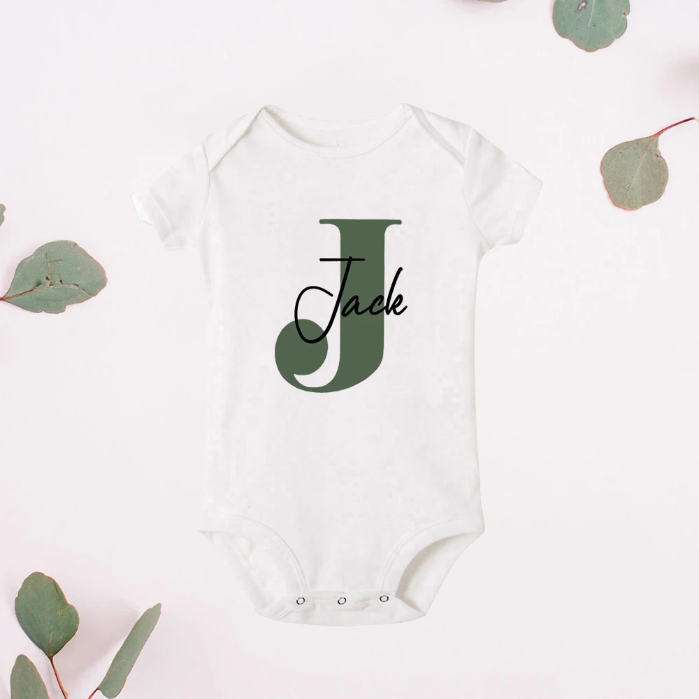 Personalized Baby Boy Name Bodysuits Pregnancy Announcement Shower Gift Name Boy Jumpsuit Initial Playsuit Clothes