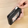 PU Credit Card Bag Multi Slot Card Holder Short Bank Card Cover Business Card Clip Zipper Vertical Handheld Bag for Women's Men' 5