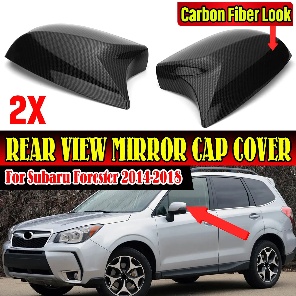 PairSideWingRearviewMirrorCoverCapForSubaruForester20142018