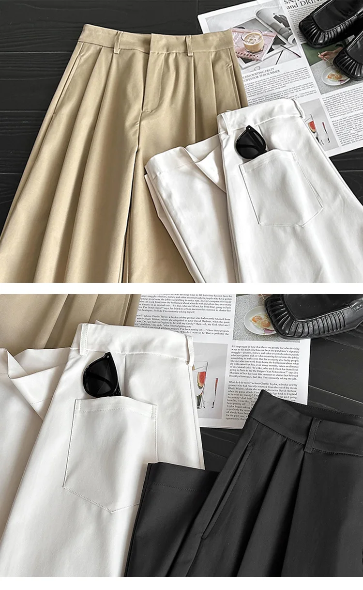 2026 Women Spring Wide Leg Causal Long Pants Comfortable High Waist Stright Pants Female Women Clothes Trousers