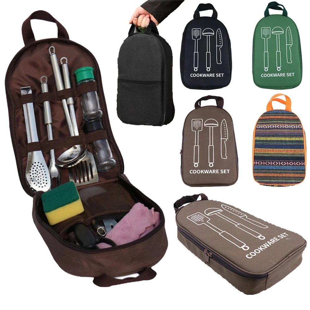 

Outdoor Camping Cookware Container Bag Picnic Cooking Utensil Organizer Portable Travel BBQ Tableware Pouch Kitchen Storage Bags